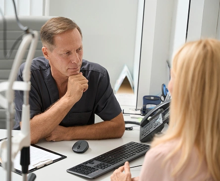 Patient discussing medication therapy and wellness goals during a consultation